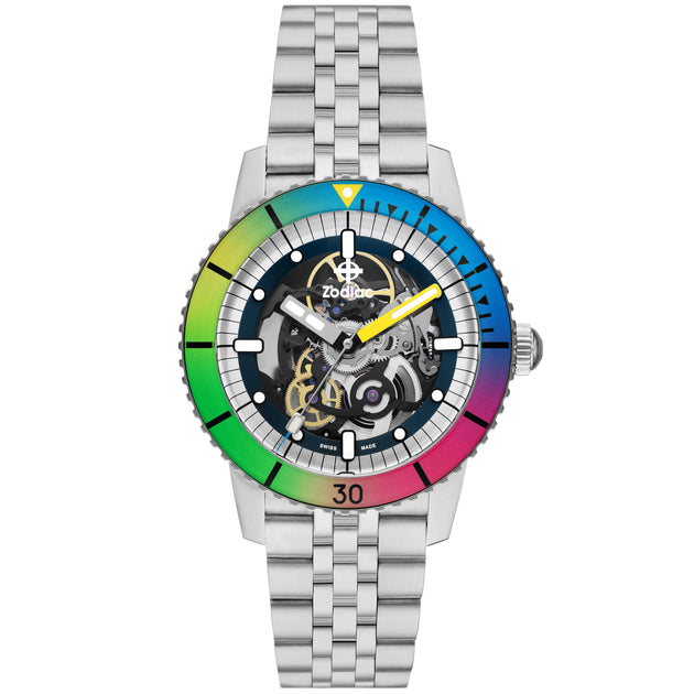 Zodiac ZO9298 Super Sea Wolf Skeleton Automatic Rainbow | Watches.com