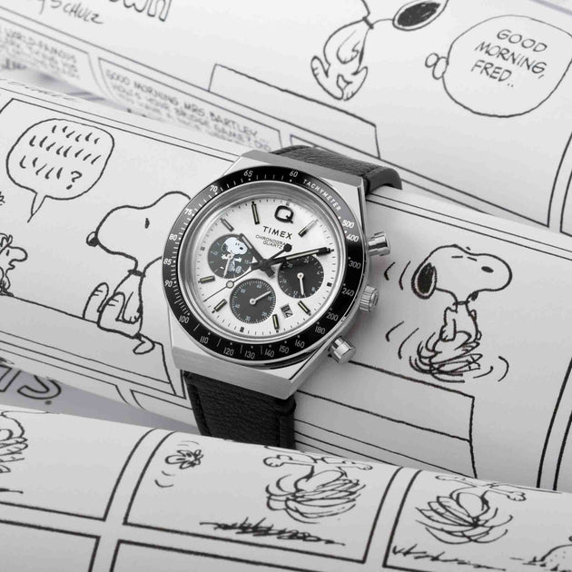 Timex Q Chronograph x Peanuts Snoopy 40mm Black White