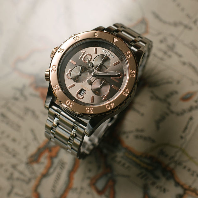 Nixon 38-20 Chrono Silver Rose Gold Taupe