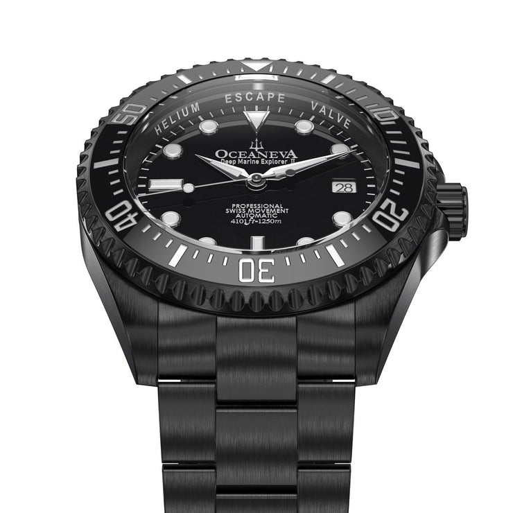 Oceaneva Deep Marine Explorer II 1250M Pro Diver Black Dial Black IP Limited Edition