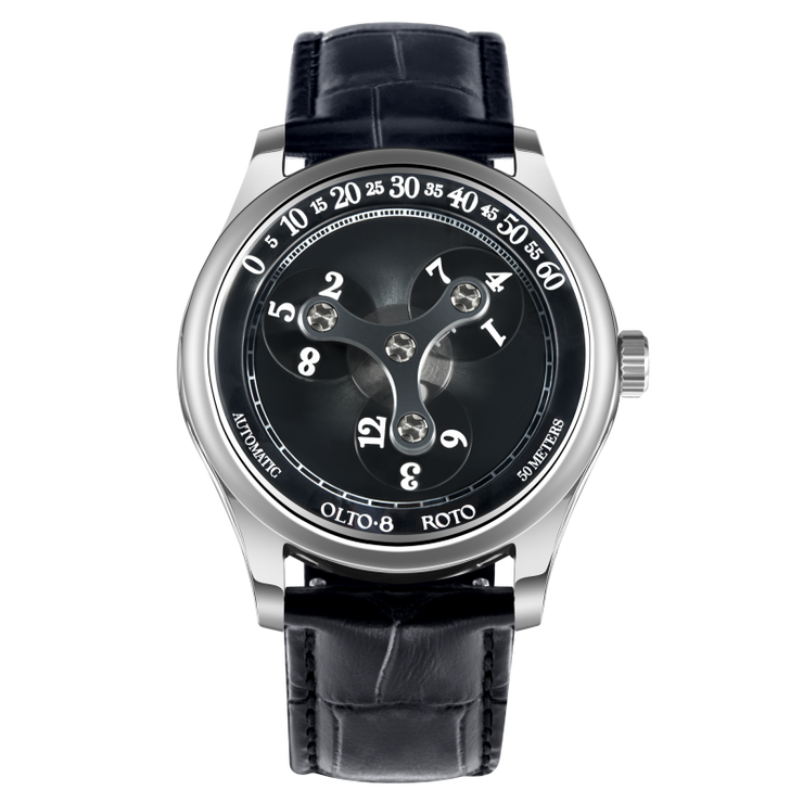 Olto-8 Roto Wandering Hour Automatic Midnight Black