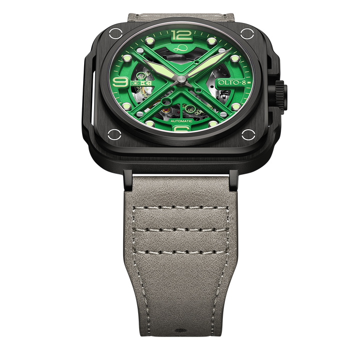 Olto-8 Iron-X Square Skeleton Automatic Green angled shot picture