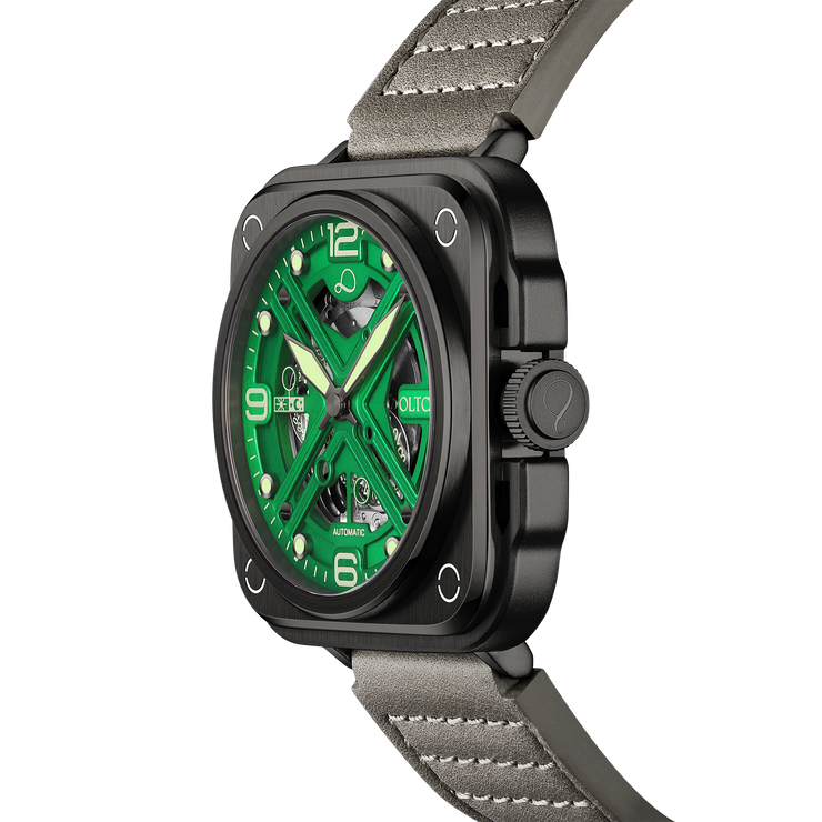 Olto-8 IRON-X Square Skeleton Automatic Watch Green