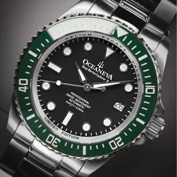 Oceaneva Deep Marine Explorer II 1250M Pro Diver Black Green Limited Edition