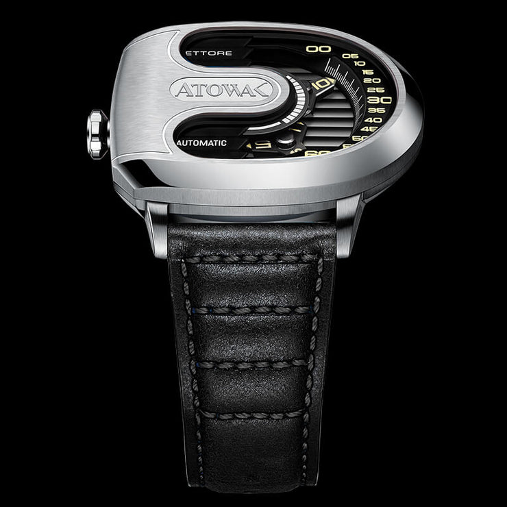 Atowak Ettore Drift 4-Arm Automatic Wandering Hour Silver Black