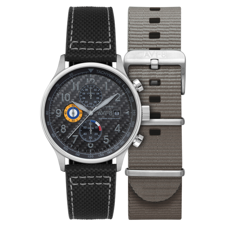 AVI-8 Hawker Hurricane Classic Chronograph Carbon Fiber Black