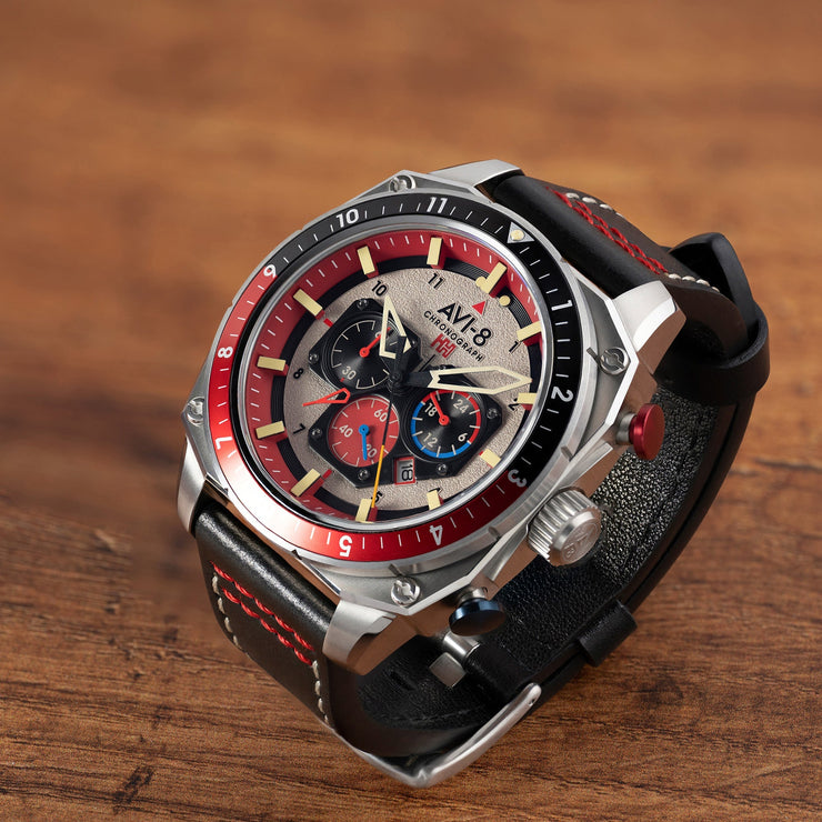 AVI-8 Hawker Hunter Atlas Dual Time Chronograph Hazard Red