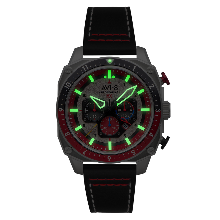 AVI-8 Hawker Hunter Atlas Dual Time Chronograph Hazard Red