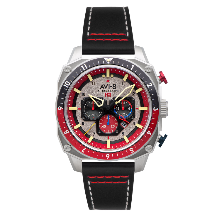 AVI-8 Hawker Hunter Atlas Dual Time Chronograph Hazard Red