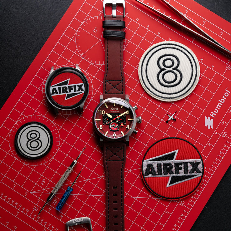 AVI-8 Gibson Dual Time Chronograph Airfix Edition Hazard Red