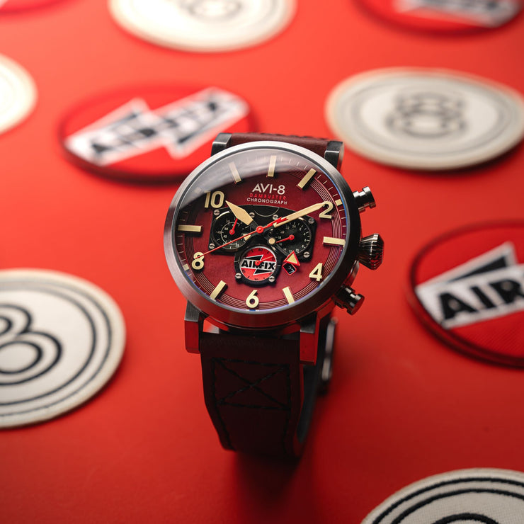 AVI-8 Gibson Dual Time Chronograph Airfix Edition Hazard Red