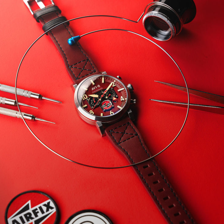 AVI-8 Gibson Dual Time Chronograph Airfix Edition Hazard Red