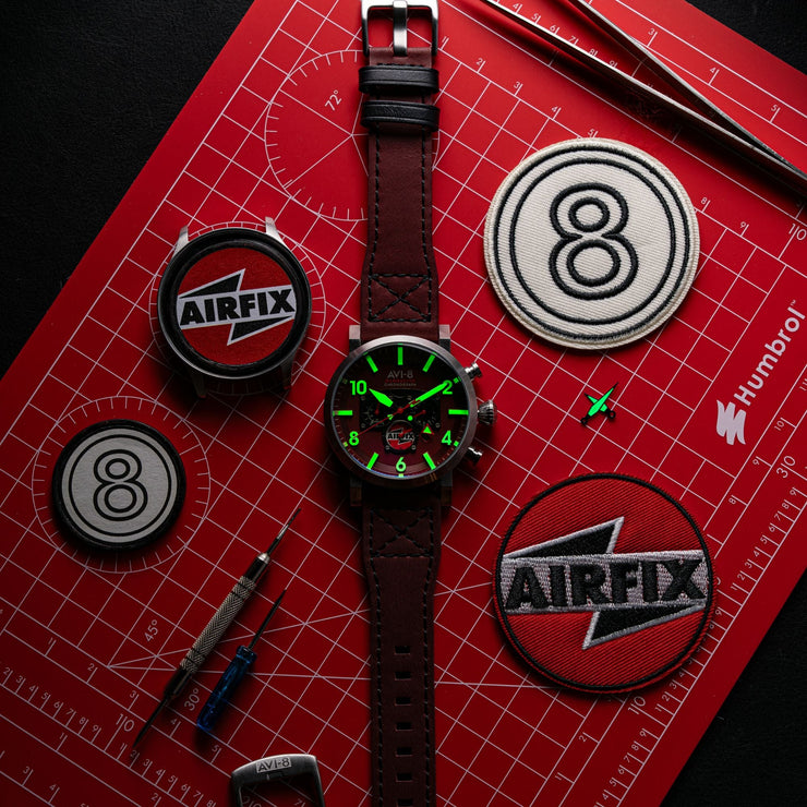 AVI-8 Gibson Dual Time Chronograph Airfix Edition Hazard Red