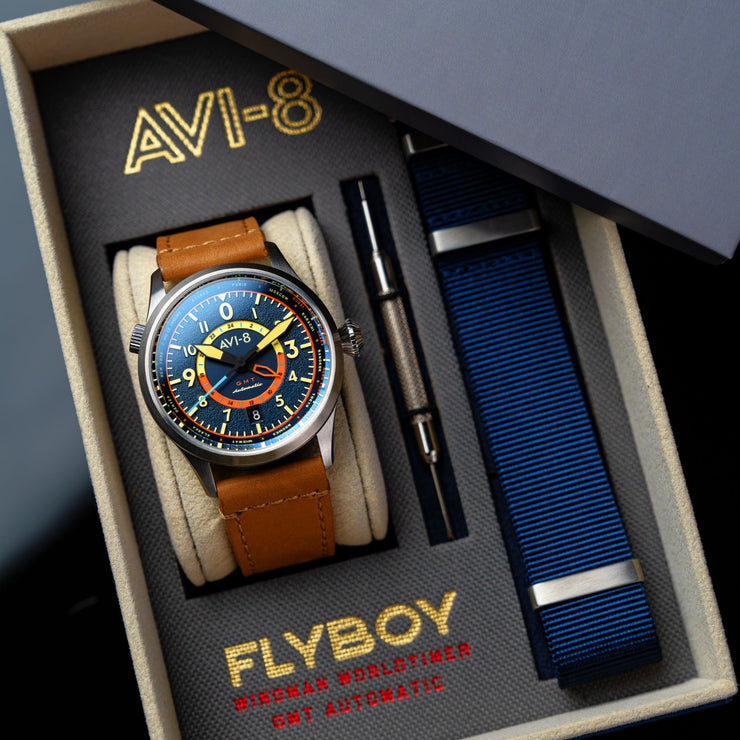 AVI-8 Flyboy Wingman Worldtimer GMT Automatic Atlantic Blue