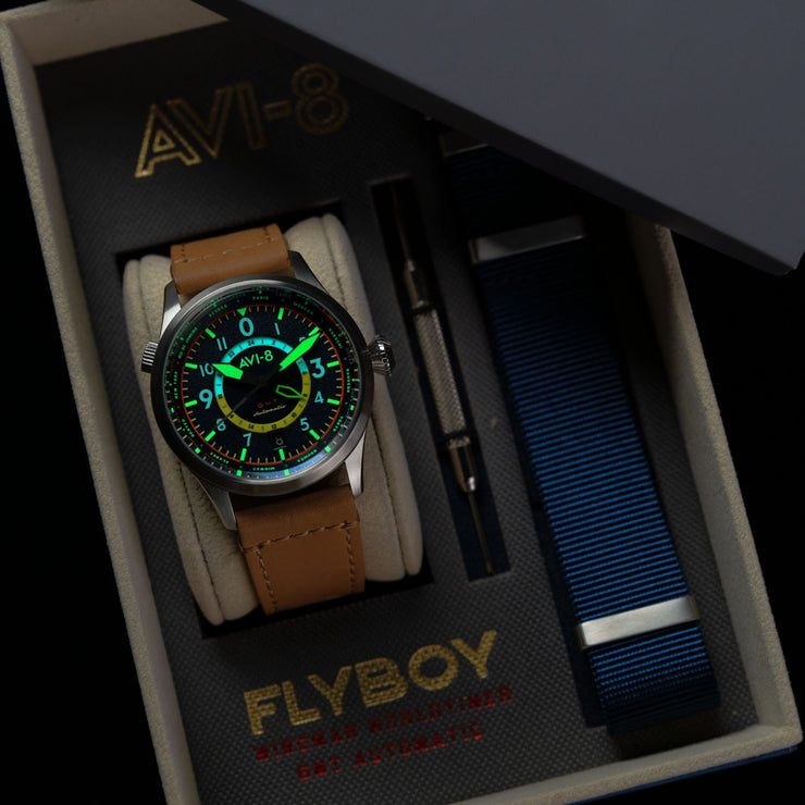 AVI-8 Flyboy Wingman Worldtimer GMT Automatic Atlantic Blue