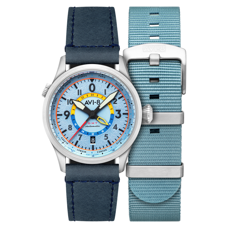 AVI-8 Flyboy Wingman Worldtimer GMT Automatic Power Blue