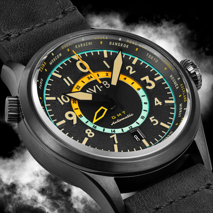 AVI-8 Flyboy Wingman Worldtimer Gmt Automatic Tropical Grey