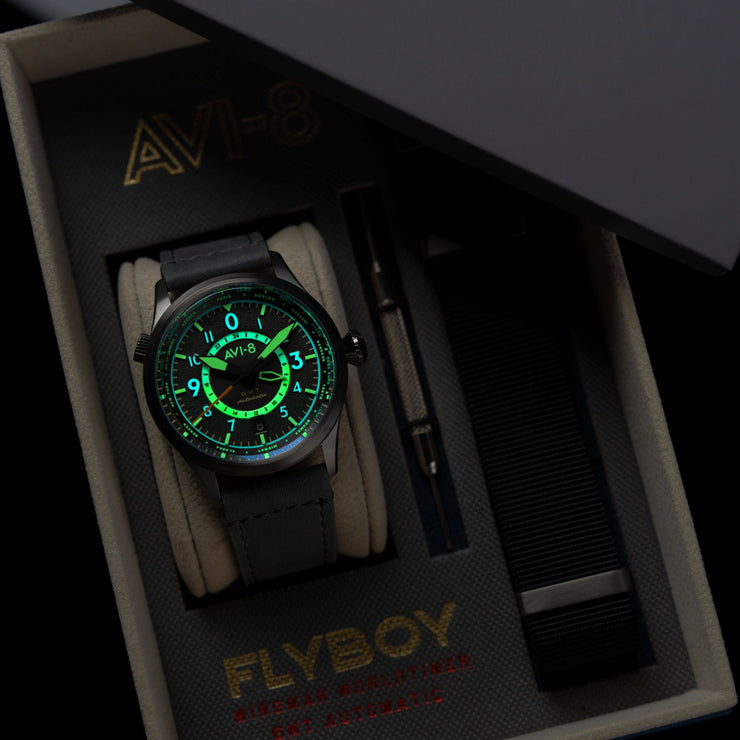 AVI-8 Flyboy Wingman Worldtimer Gmt Automatic Tropical Grey