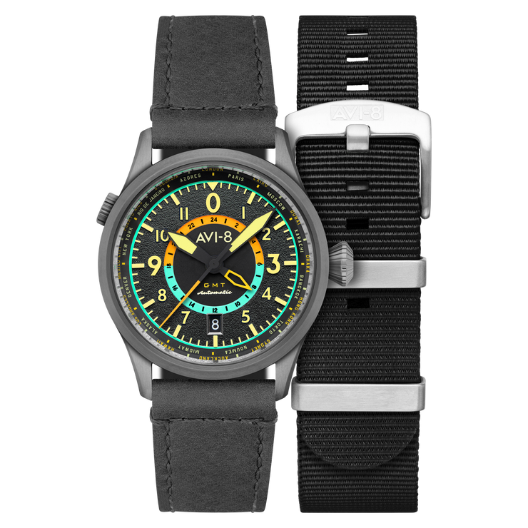 AVI-8 Flyboy Wingman Worldtimer Gmt Automatic Tropical Grey