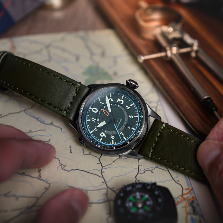 AVI-8 Flyboy Wingman Worldtimer GMT Automatic Jungle Green