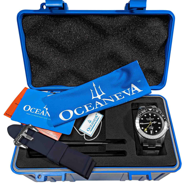 Oceaneva GMT Titanium Automatic Deep Marine Explorer 1250M Black White Ceramic