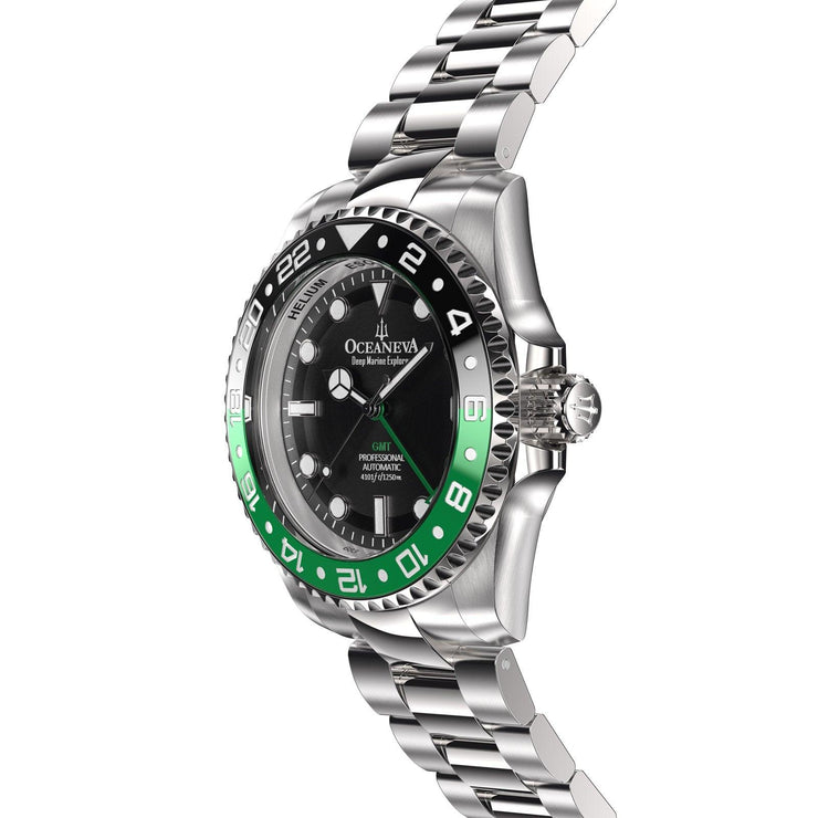 Oceaneva Deep Marine Explorer GMT Automatic 1250M Pro Diver Green Black