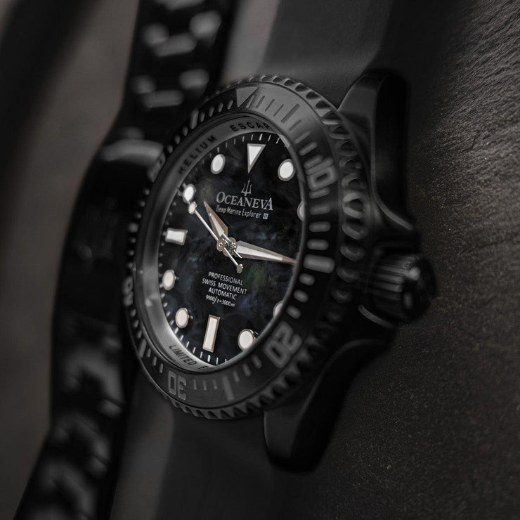 Oceaneva Deep Marine Explorer III 3000M Pro Diver Automatic Black MOP Limited Edition