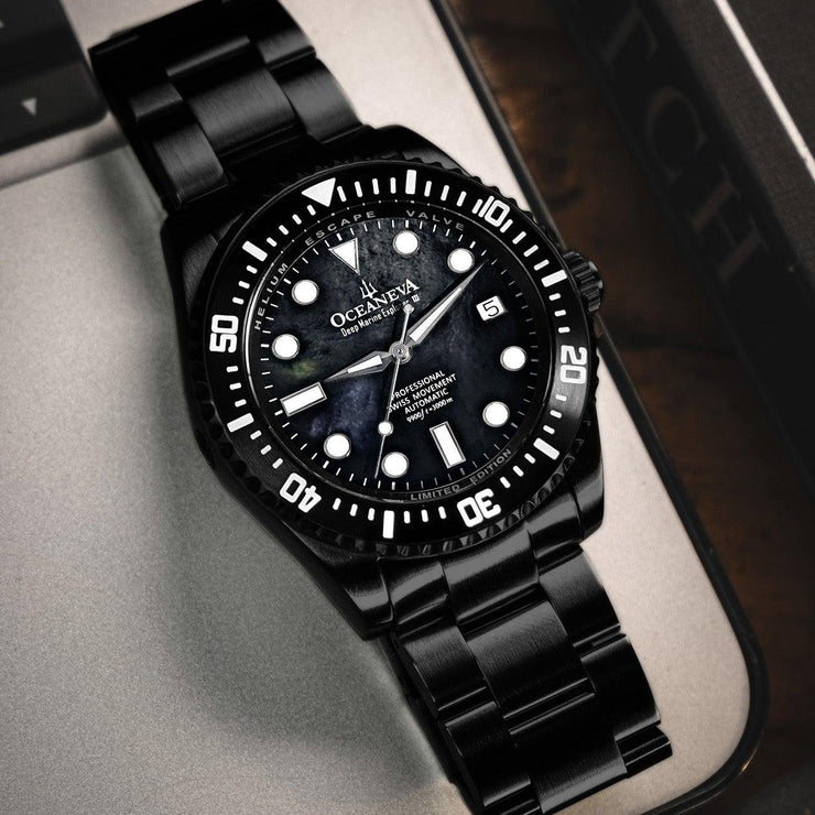 Oceaneva Deep Marine Explorer III 3000M Pro Diver Automatic Black MOP Limited Edition