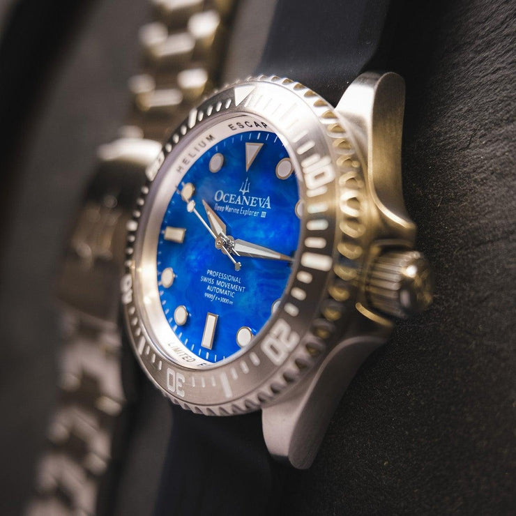 Oceaneva Deep Marine Explorer III 3000M Pro Diver Automatic Blue Mother Of Pearl Limited Edition