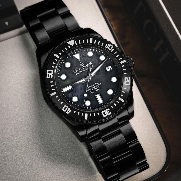 Oceaneva Deep Marine Explorer III 3000M Pro Diver Automatic Gunmetal Gray Mother Of Pearl Limited Edition