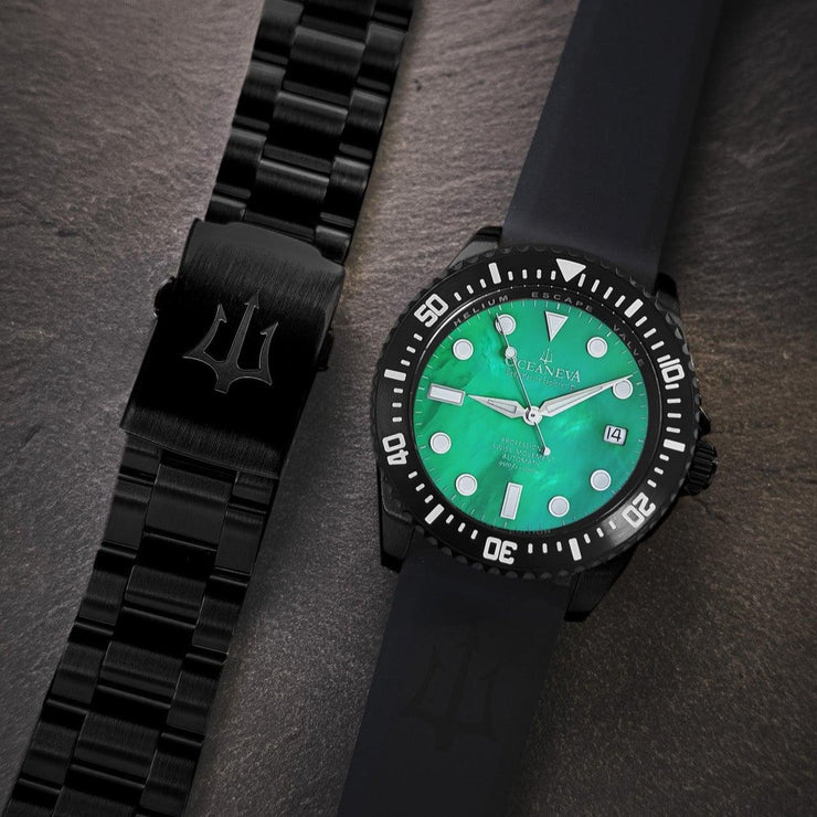 Oceaneva Deep Marine Explorer III 3000M Pro Diver Automatic Black Green Mother Of Pearl Limited Edition