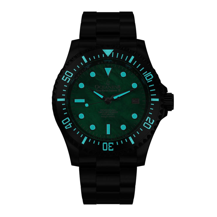 Oceaneva Deep Marine Explorer III 3000M Pro Diver Automatic Black Green Mother Of Pearl Limited Edition