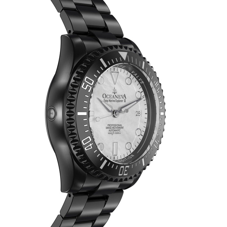 Oceaneva Deep Marine Explorer III 3000M Pro Diver Automatic Black White Mother Of Pearl Limited Edition