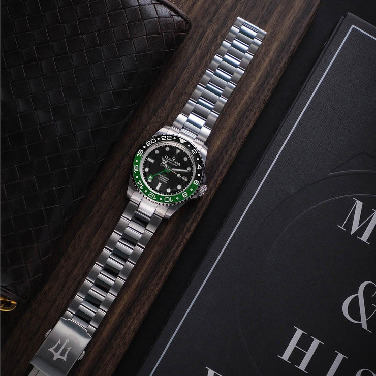 Oceaneva Deep Marine Explorer GMT Automatic 1250M Pro Diver Green Black