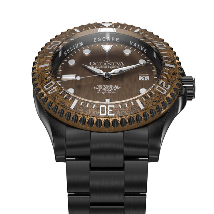 Oceaneva Deep Marine Explorer III Automatic 3000M Pro Diver Bronze Limited Edition angled shot picture