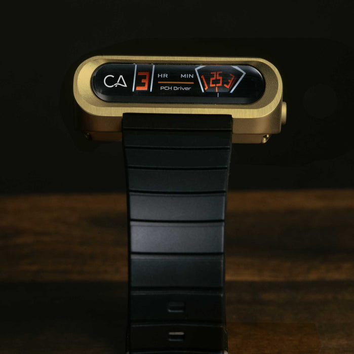 CA PCH Driver Jump Hour Brushed Gold Black angled shot picture