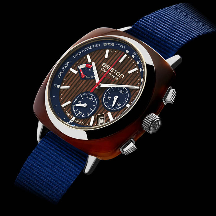 Briston Clubmaster Regatta Chrono Walnut angled shot picture