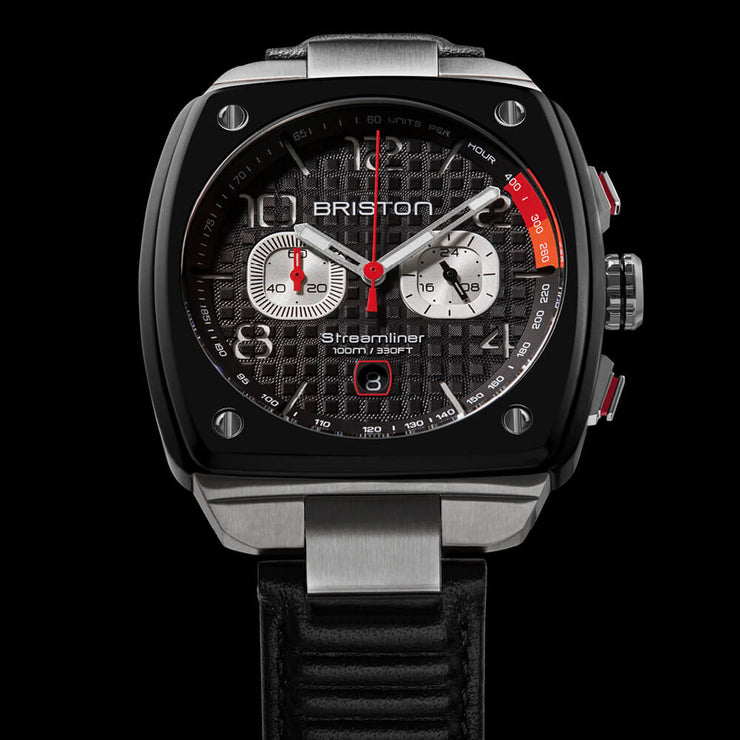 Briston Streamliner Gentleman Driver Chrono Black Acetate Black Leather