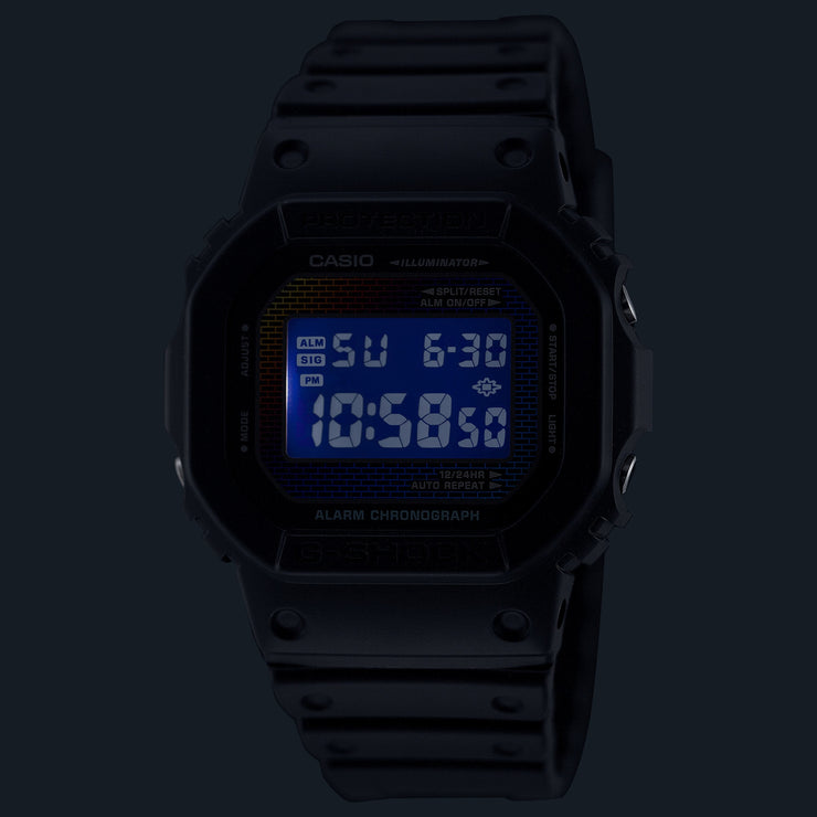 G-Shock DW5600 Rainbow Brick Wall Digital Black