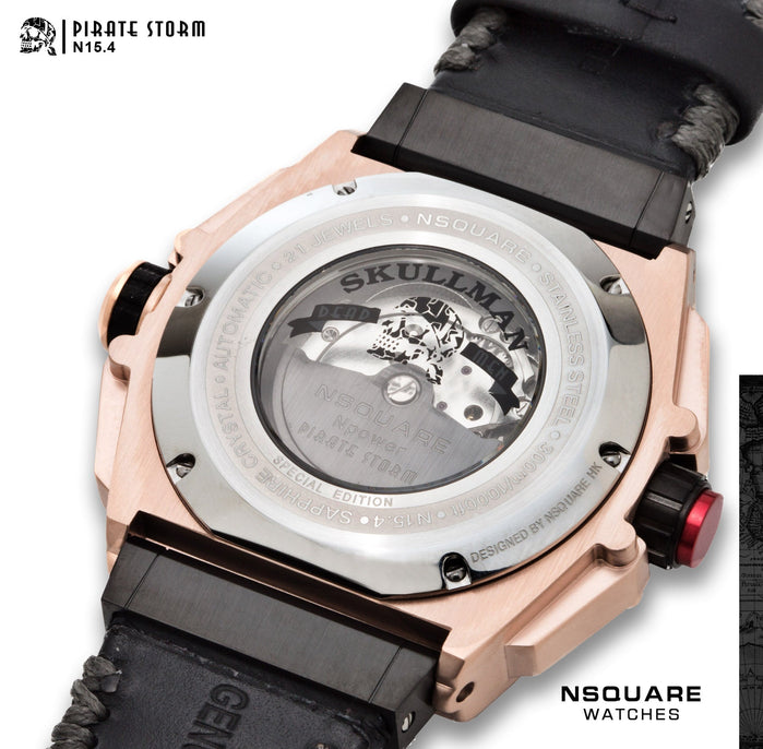 NSQUARE Pirate Storm Automatic 48mm N15.4 Black Rose Gold angled shot picture