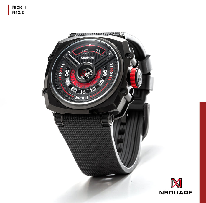 NSQUARE Nick II Automatic 45mm N12.2 Black/Red angled shot picture