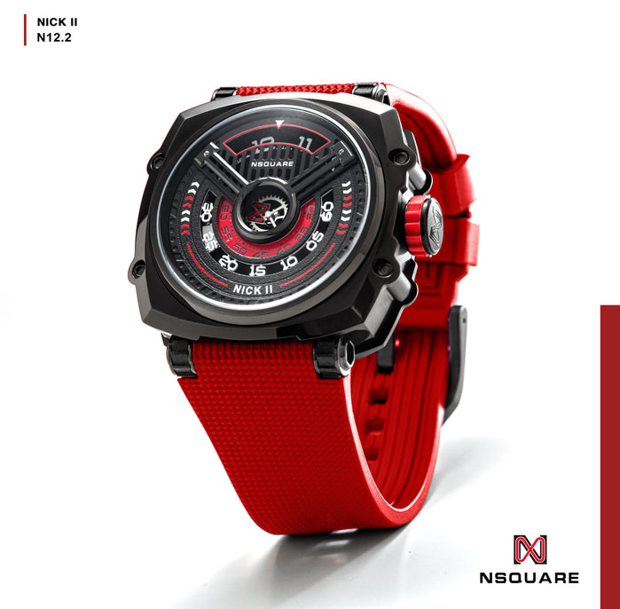 NSQUARE Nick II Automatic 45mm N12.2 Black Red angled shot picture