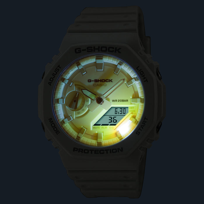 G-Shock GA2100 Beach Ana-Digi Gradient White angled shot picture