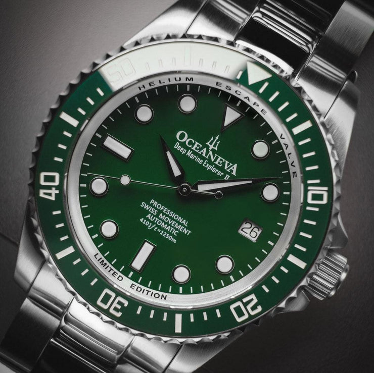 Oceaneva Men's Deep Marine Explorer II 1250M Pro Diver Automatic All Green