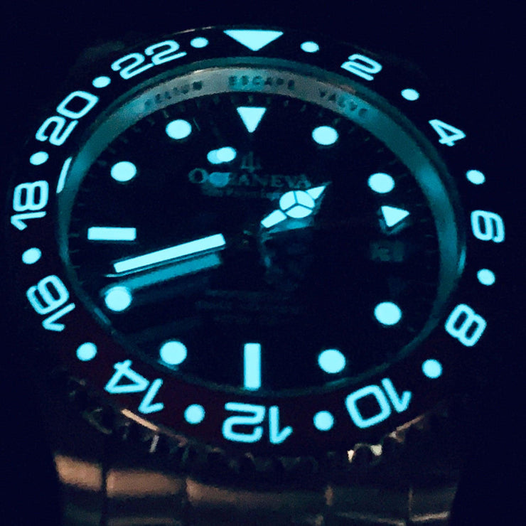 Oceaneva GMT Deep Marine Explorer 1250M Pro Diver Automatic Blue Red