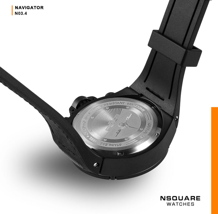 NSQUARE Chronograph N03.4 Black angled shot picture