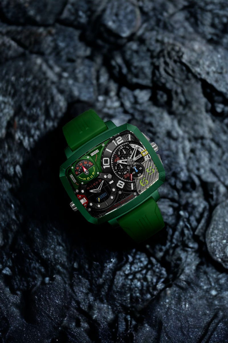 Nubeo Odyssey Triple Time Zone Chronograph Limited Edition Metallic Green