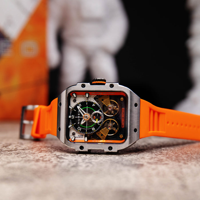 Nubeo Maven Automatic Magma Orange Limited Edition angled shot picture