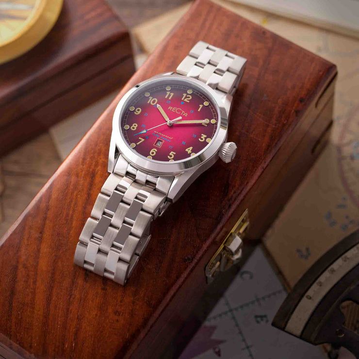 Recta Cavalier 3 Hands Date Red