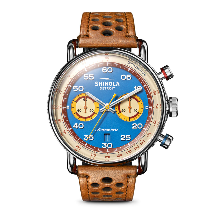 Shinola Canfield Speedway Lap 07 Automatic Chrono 44mm Horizon Blue Limited Edition